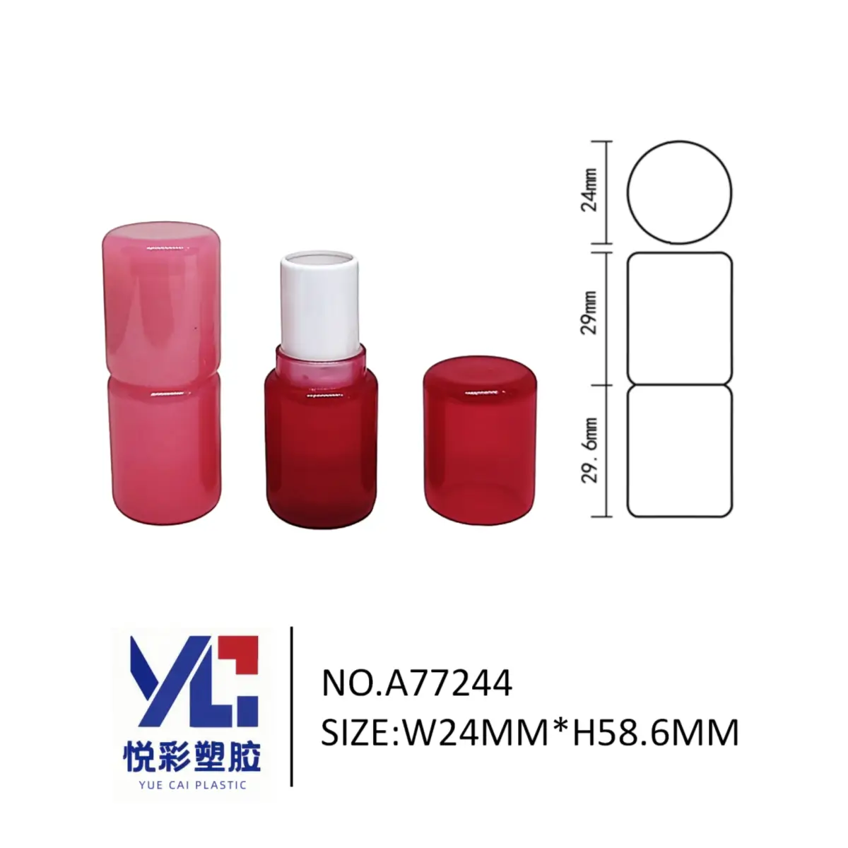 Custom matte pink round flat top lipstick tube with flush fit cap, manufactured by China factory.